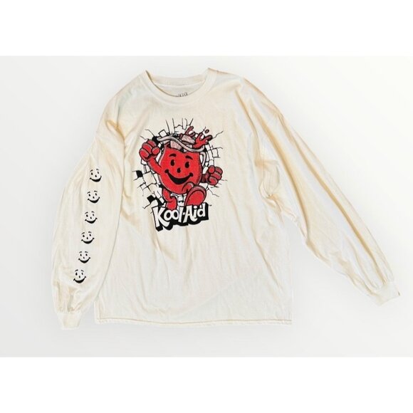 Kool-Aid Man Long Sleeve Graphic Tee XXL Cream Cotton Crewneck Retro Design - Picture 2 of 9